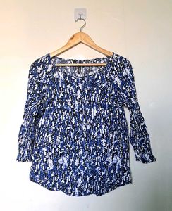 Blue Abstract Print Blouse