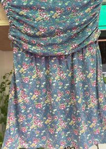 Tube Floral Strapless Ruched Dress