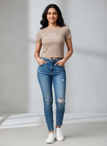 Ribbed Lettuce Trim Crop Top
