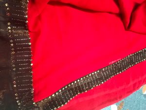 red georgette saree for karwachauth