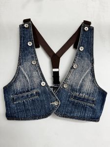 Denim Vest with Suspenders