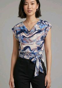 Stylish Abstract Print Wrap Top