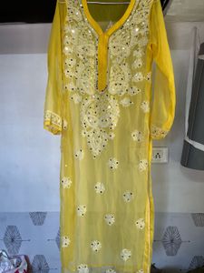 Yellow Embroidered Kurta