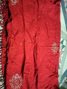Red Embellished winter stole