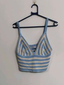 Crocheted Beach Striped Crop Top