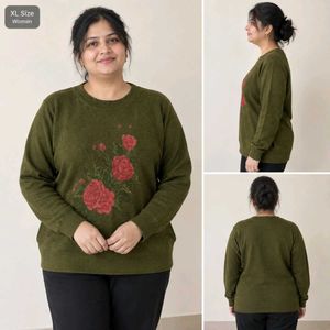 Mehandi Green Rose Print Sweater