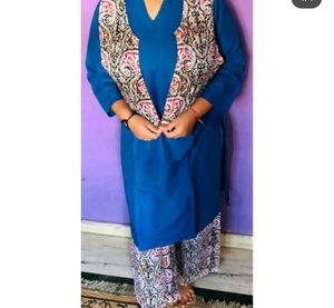 Three Piece Set Of Kurti Plazo And Jacket