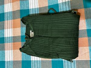 Neerus Green Stripped A-Line Kurta Size XL
