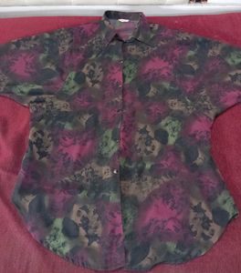 Abstract floral button up designer shirt