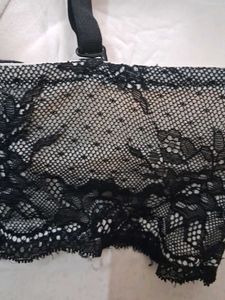 34C Black Lace Trim Padded Bra