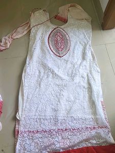 white designer dress  kurta plus duppatta