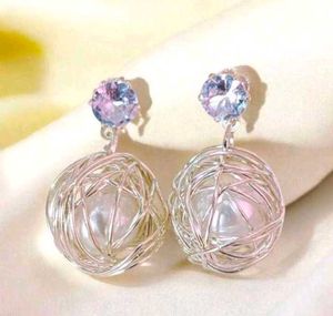 Elegant Dangle Earrings with Pearl &amp; Crystal