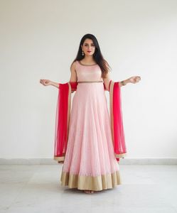 Adaah Designer Embellished Pink Anarkali Set