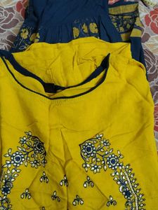 yellow &amp; blue sharara set XL size