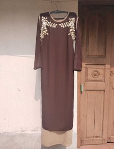 Elegant Brown Embroidered Kurti