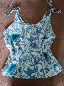 Blue Floral Halter Neck Top