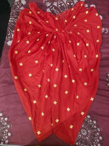 Vibrant Red Embroidered dhoti pajama
