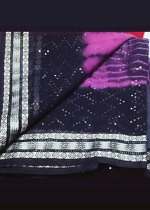 Stunning Purple &amp; Black Saree with fall