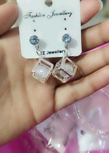 Elegant Pearl Cube Drop Earrings