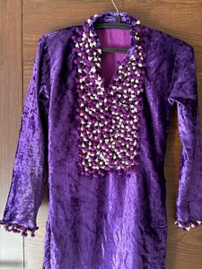 Purple Velvet Kurta