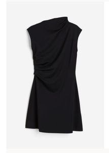 H&amp;M black mini draped dress