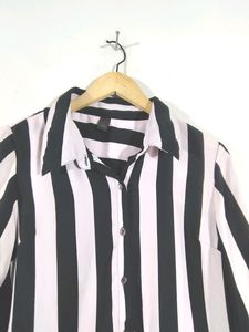 Black And Pink Striped Top (Women's)
