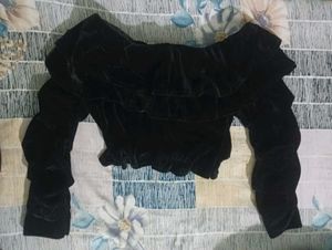 Black Velvet Off-Shoulder Top