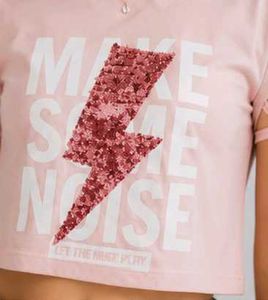 Cute Pink "Make Some Noise" Sequin Top