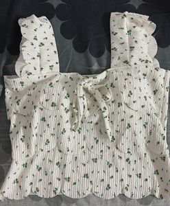 Padded Cute Floral Print Crop Top