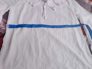 Sheer White Blouse with Ruffle Collar