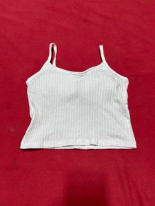 White Ribbed Crop Top