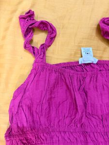 Fuchsia Smocked Crop Top