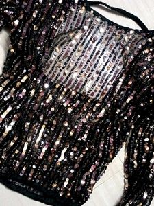 Sequin Top &amp; Black Tulle Skirt Set