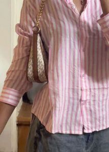 Pink Striped Button-Up Shirt