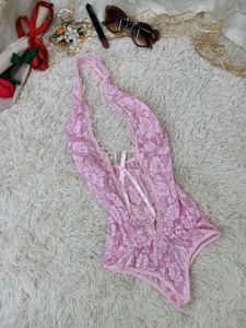 Pink Lace Teddy Bodysuit