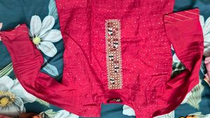 Red Embroidered Kurta