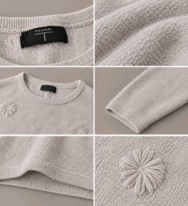 CREAM DAISY EMBROIDERED CROPPED SWEATER