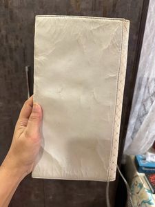 Elegant Ivory Envelope Clutch with Chain Strap