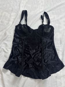 Black Faux Leather Corset Top