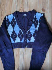 Argyle Cropped Cardigan xs size