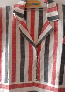 Striped Short Sleeve Shirt Dress