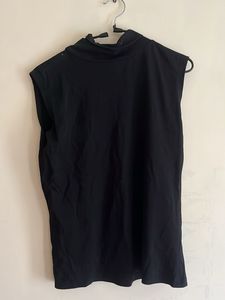 Sleek Black Mock Neck Sleeveless Top