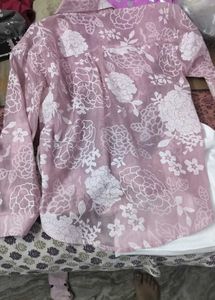 Chic Pink Floral Sheer Button-Up Shirt