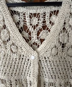 Boho Crochet Floral Vest