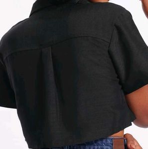 GLITCHEZ casual bow ties crop shirt