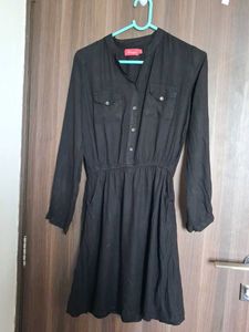Chic Black Long Sleeve Casual Dress