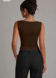 Stylish Brown Square Neck Tank Top