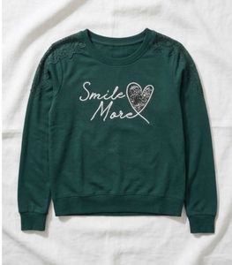 Green Crewneck "Smile More" Sweatshirt