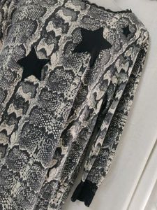 Stylish Snake Print Top with Star Appliques