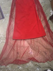 Stunning Red Evening Gown with net silhoutte